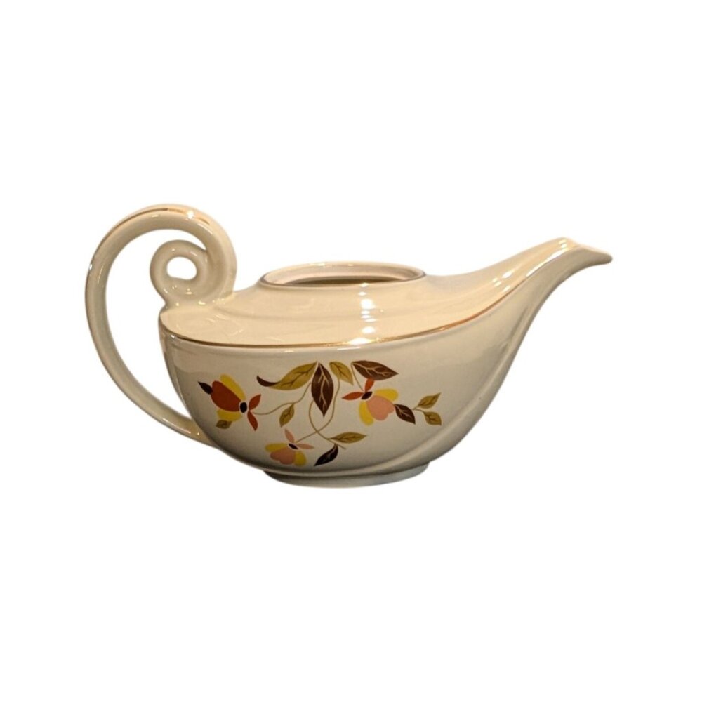 Halls Superior Autumn Leaf Aladdin Teapot Gold Trim Infuser - Picture 10 of 16